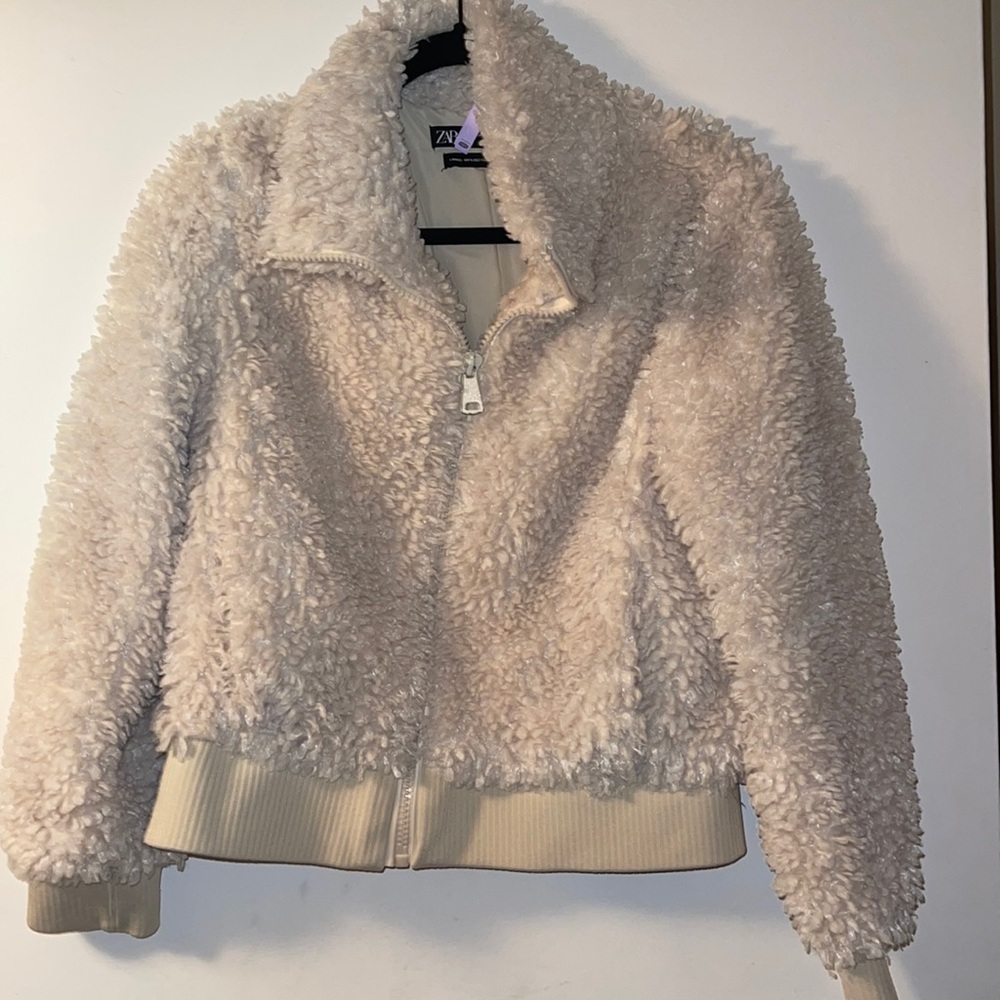 Zara Sherpa Jacket women Small Winter